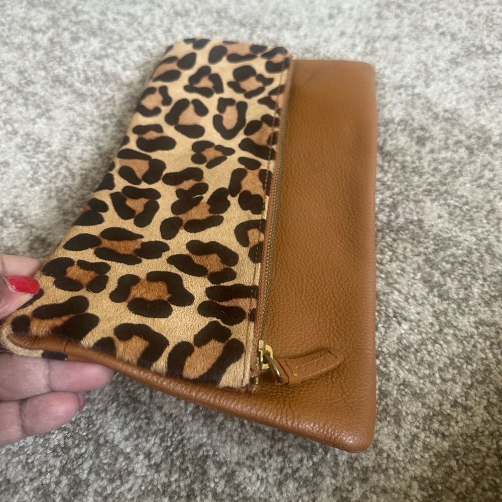 Gap Leather & Mohair Animal Print Clutch Bag